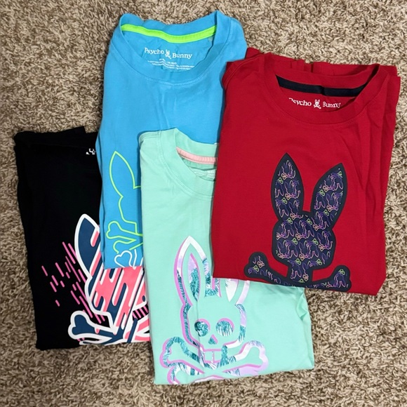 Psycho Bunny Other - 4 Psycho Bunny Kids Shirts Lot of 4! Green/Black/Red/Teal